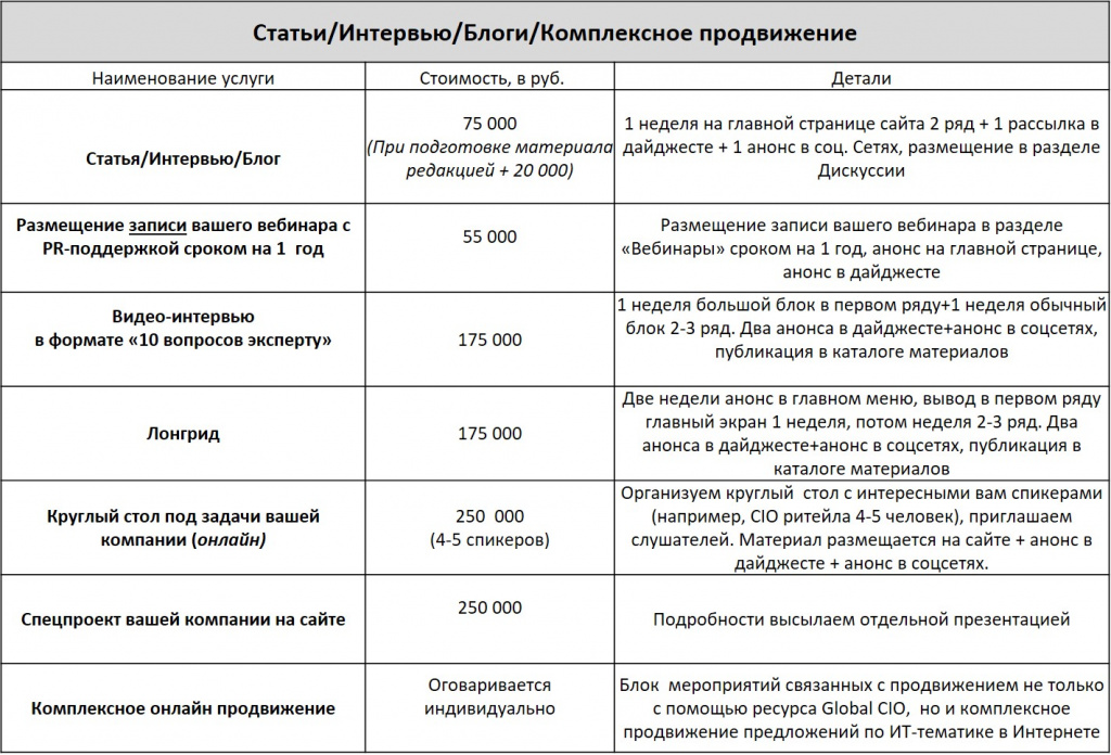ПРАЙС-ЛИСТ